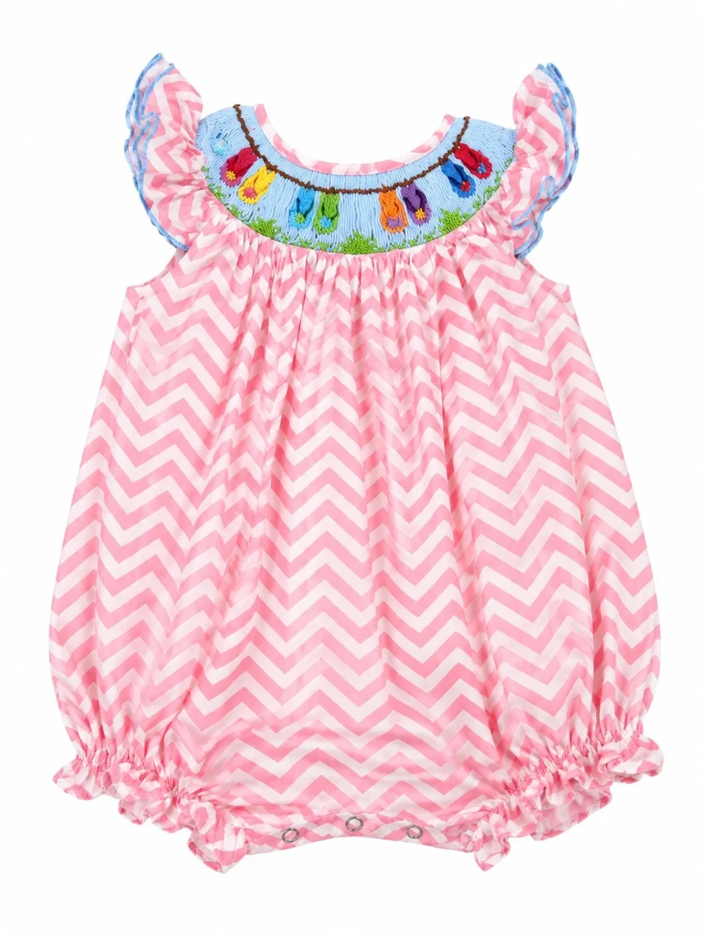 EUC Molly Pop Amocked Sandals Pink Chevron Baby
